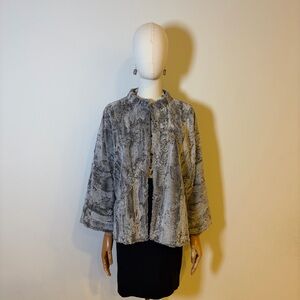 Vintage Grey Faux Fur Oversized Teddy Coat Jacket Made in USA - Size L